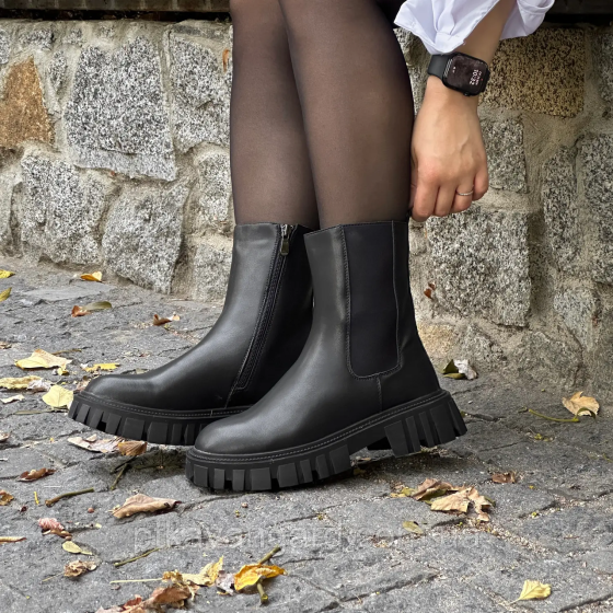 Ботинки женские Челси из натуральной кожи с застежкой демисезонные, размер 41 черный Хмельницкий