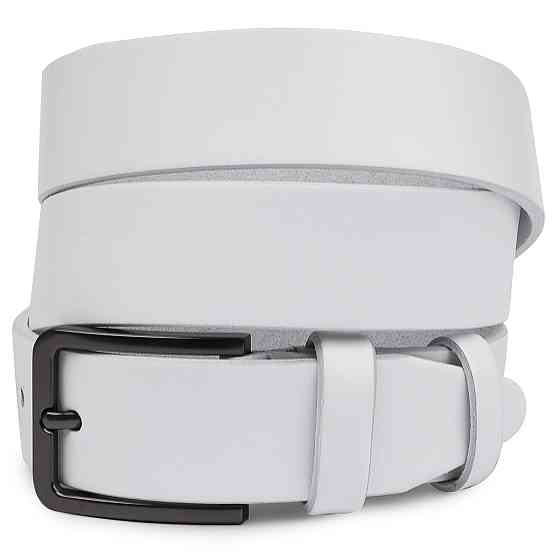 Гладкий строгий ремень унисекс Vintage 20714 Белый Киев