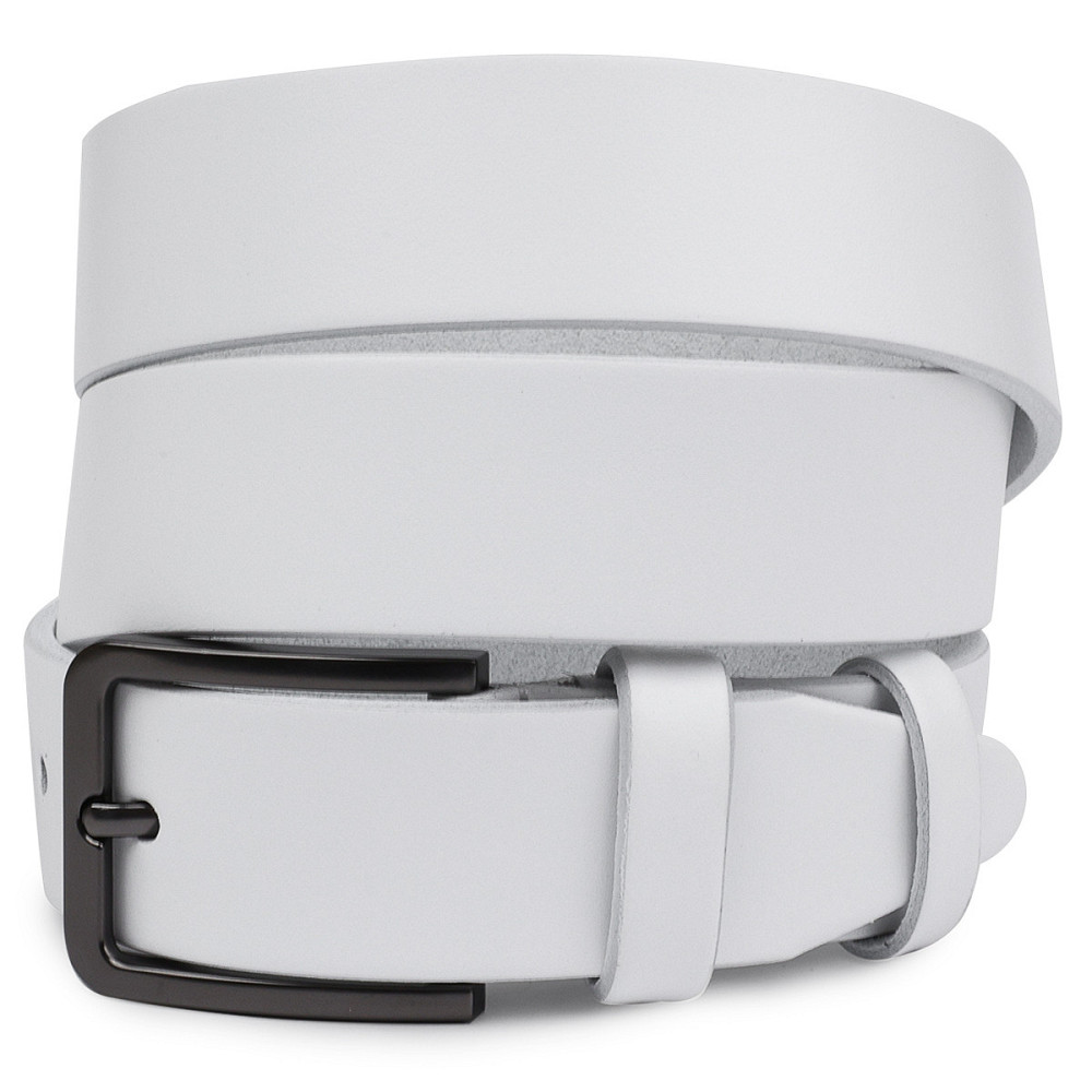 Гладкий строгий ремень унисекс Vintage 20714 Белый Киев - изображение 1