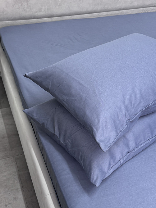 Ecotton Комплект постільної білизни Ecotton двоспальний 180х215 см сатин однотонний синій Singl Коломия - фото 4