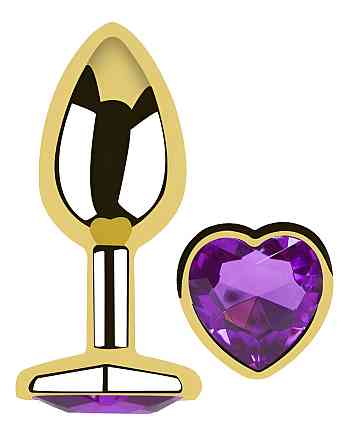 Анальная пробка с кристаллом EGZO - Gold Heart Plug Purple size M Sex Aura Киев