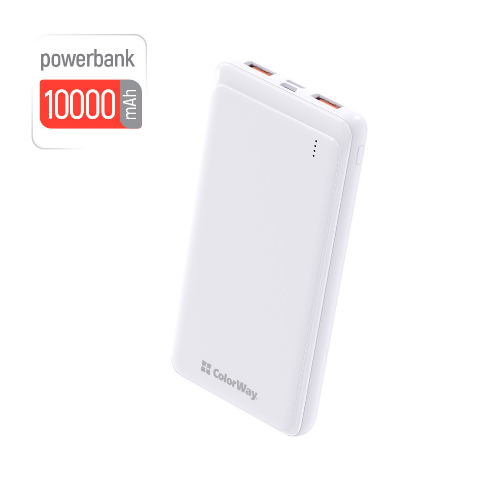 Павербанк 10000 mAh ColorWay CW-PB100LPF2WT slim білий Житомир - фото 4