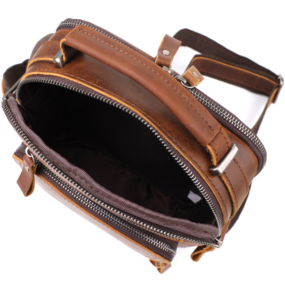 Чоловіча ділова сумка з ручкою для перенесення в руці з натуральної шкіри Коричневий (Vintage) Київ - фото 1