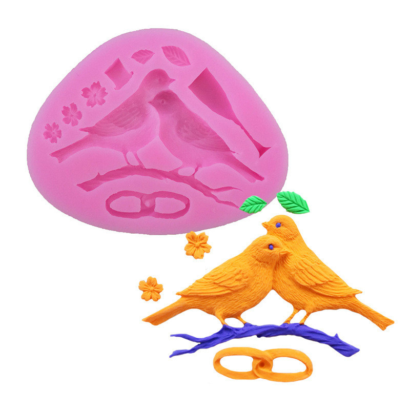 Молд силиконовый Птички 116 на 85 мм розовый Киев - изображение 6