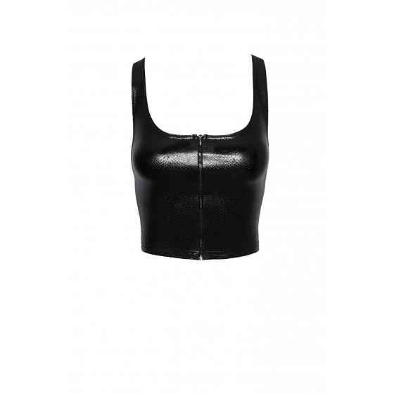 Топ еротичний вініловий зі зміїним тисненням S F275 Noir Handmade, чорний Sex Aura Київ