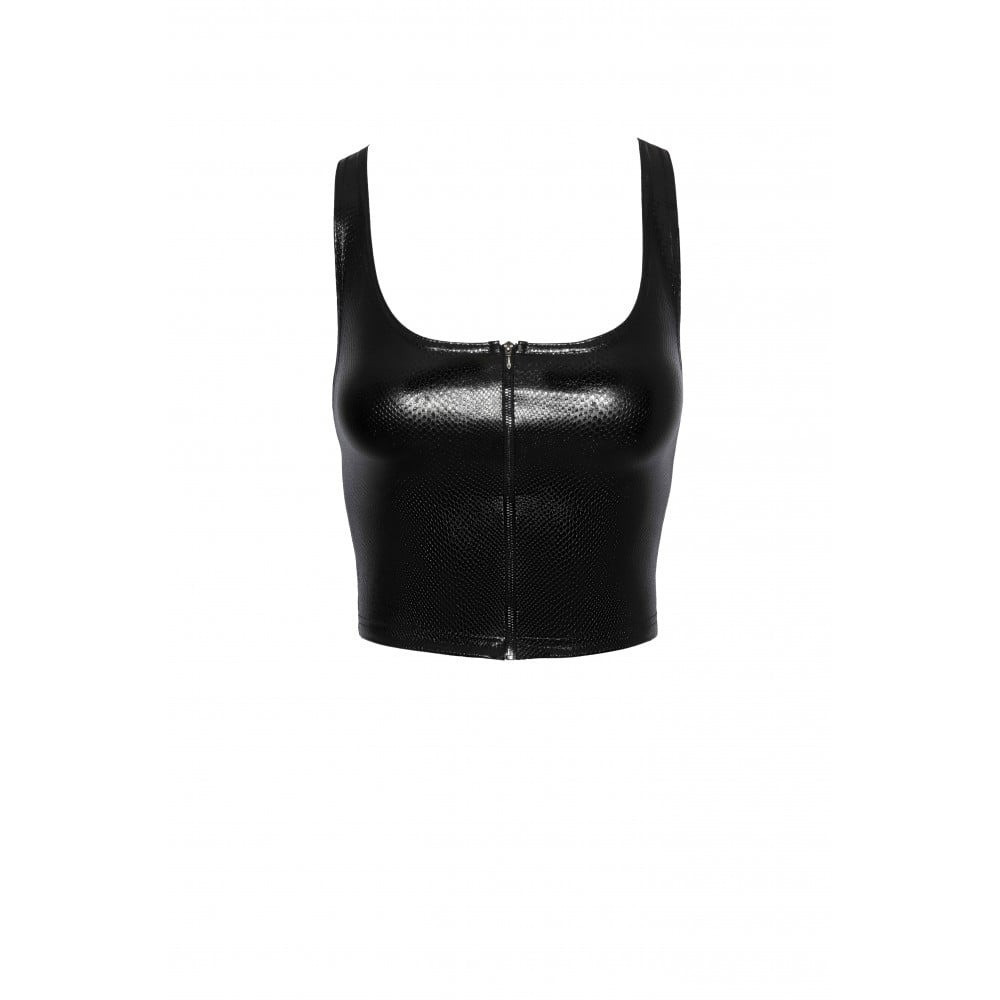 Топ еротичний вініловий зі зміїним тисненням S F275 Noir Handmade, чорний Sex Aura Київ - фото 3