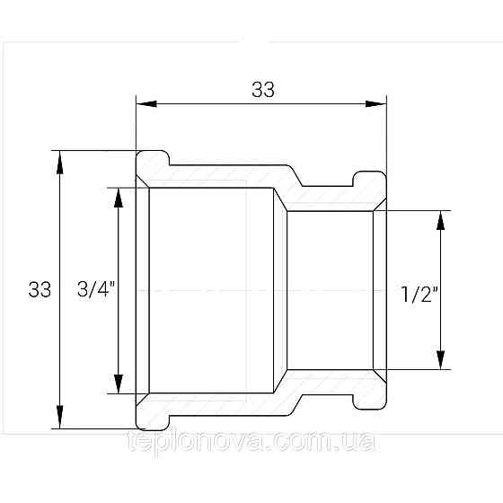 Муфта редукційна латунна 3/4| ВР х 1/2| ВР штампована полегшена А0306А VA Чернівці