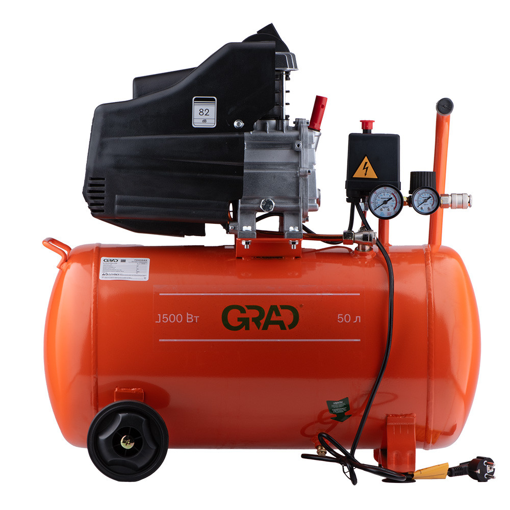 Grad Компрессор одноцилиндровый 1.5кВт 198л/мин 8бар 50л (2 крана) GRAD (7043565) Коломия - фото 11