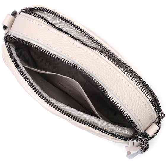 Жіноча стьобана сумка з м'якої натуральної шкіри Vintage 22326 Біла Київ