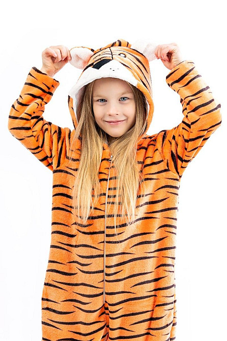 Детская пижама-кигуруми детский и подростковый Тигр, оранжевый, пижама - комбинезон домашнийна молнии топ топ Киев - изображение 7