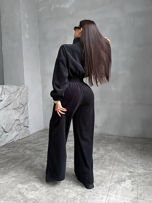 Женский стильный теплый комбинезон из флиса Черный Одесса - изображение 5