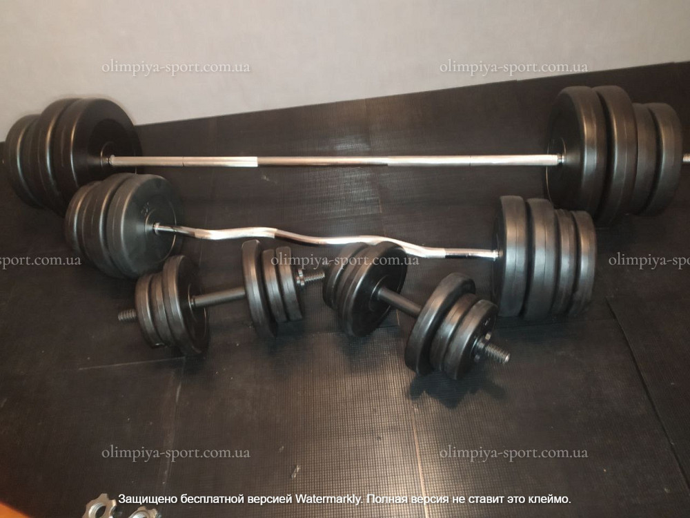 Штанга наборная + W-образный гриф + Гантели 128 кг Гантели, гири, штанги и диски ударопрочный пластик Киев - изображение 9