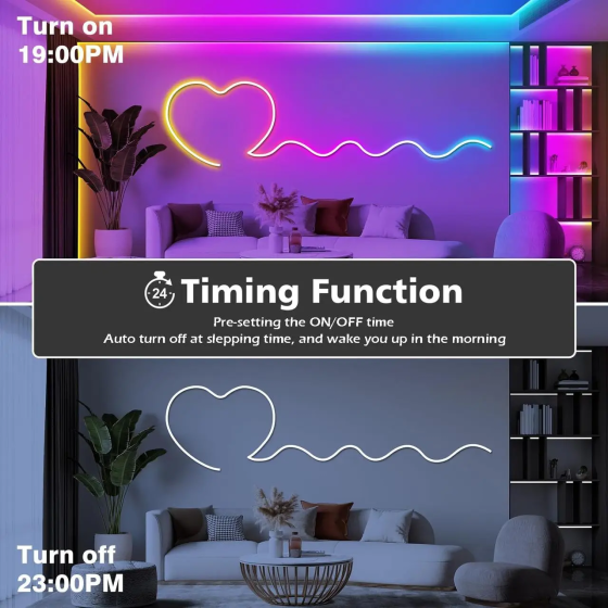 Неонова RGB LED-стрічка LETIANPAI 6 м, керування з телефона та пульта, музичний режим, 29 ефектів, таймер, IP65 Київ