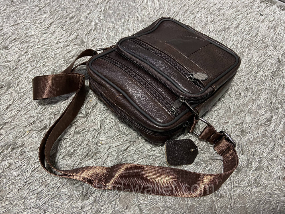 Чоловіча шкіряна сумка через плече коричневого кольору Vintage Київ - фото 8