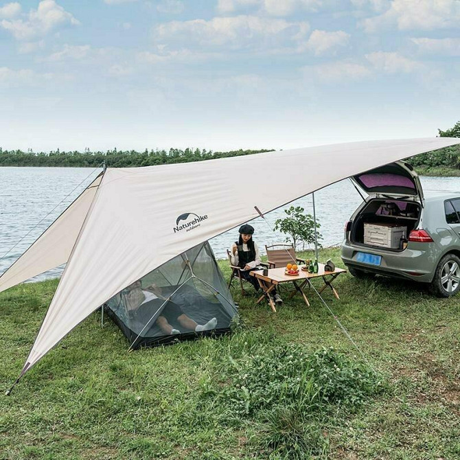 Тент для кемпінгу Naturehike Car Rear Canopy NH21TM001, 590*340 см, золотий (з трьома стійками) Київ - фото 4