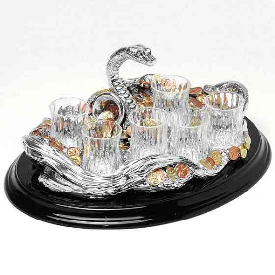 Набір для горілки "Змія" срібло, позолота, 25х45х15см Рівне