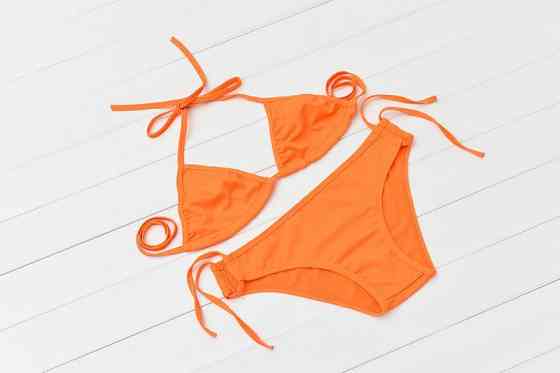 Купальник шторки без поролону роздільний one size помаранчевий Київ