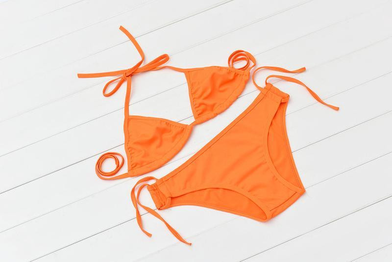 Купальник шторки без поролону роздільний one size помаранчевий Київ - фото 2