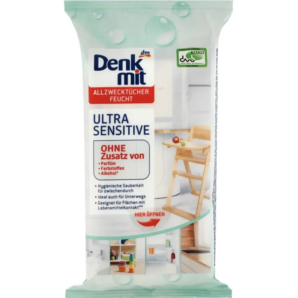 Влажные салфетки для уборки Denkmit Allzwecktücher Feucht Ultra Sensitive, 50 шт Львов - изображение 1