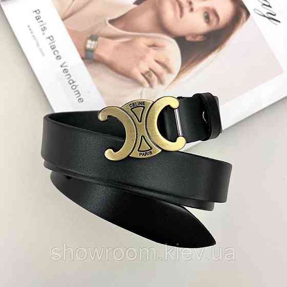 Кожаный женский брендовый ремень black (3 cм) Киев