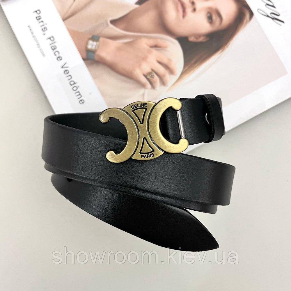 Кожаный женский брендовый ремень black (3 cм) Киев - изображение 1