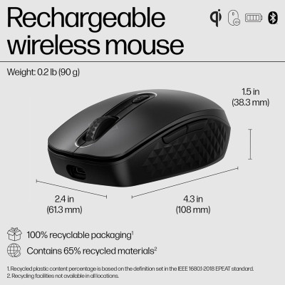 Мишка HP 690 Rechargeable Bluetooth Black (7M1D4AA) Вінниця - фото 2