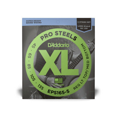 Струны для гитары D'Addario XL Pro Steels Bass Reg Light Top / Med Bottom 5-String (45-135) (EPS165-5) Винница - изображение 1