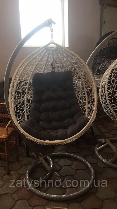 Біле крісло кокон з м'якою подушкою Київ - фото 5