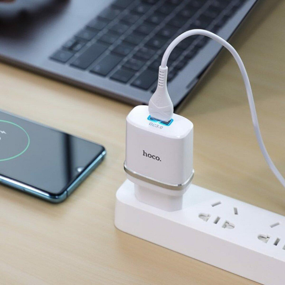 Мережевий зарядний пристрій HOCO C12Q Smart QC3.0 charger set, колір білий 6931474716309 Одеса - фото 3
