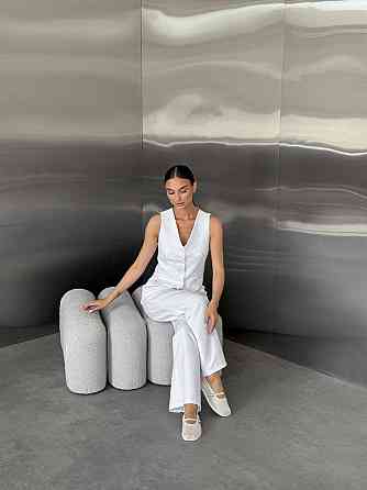 Жіночий класичний брючний костюм-двійка: жилет і штани костюмка Білий, 46/48 Одеса