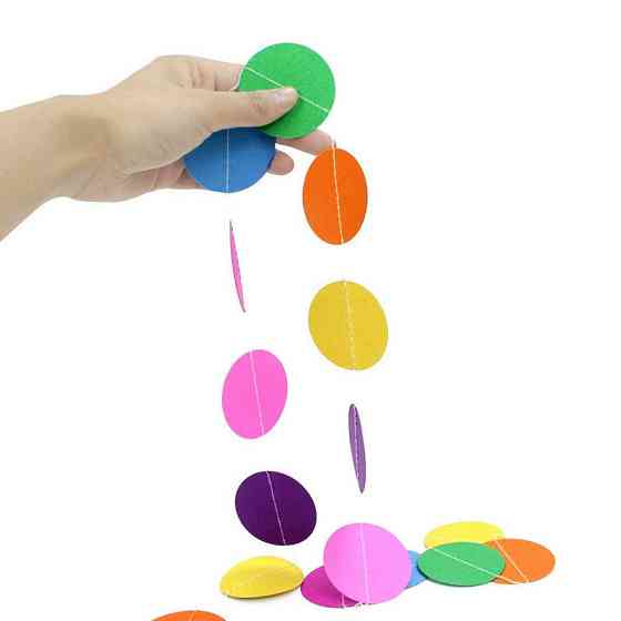 Гирлянда нитка круги на нитке праздничные на стену 400 см на 5 см разноцветный Киев