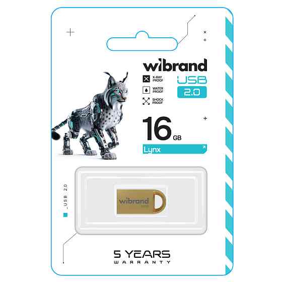 Флешка flash Wibrand USB 2.0 Lynx 16Gb Gold WI2.0 / LY16M2G Одеса
