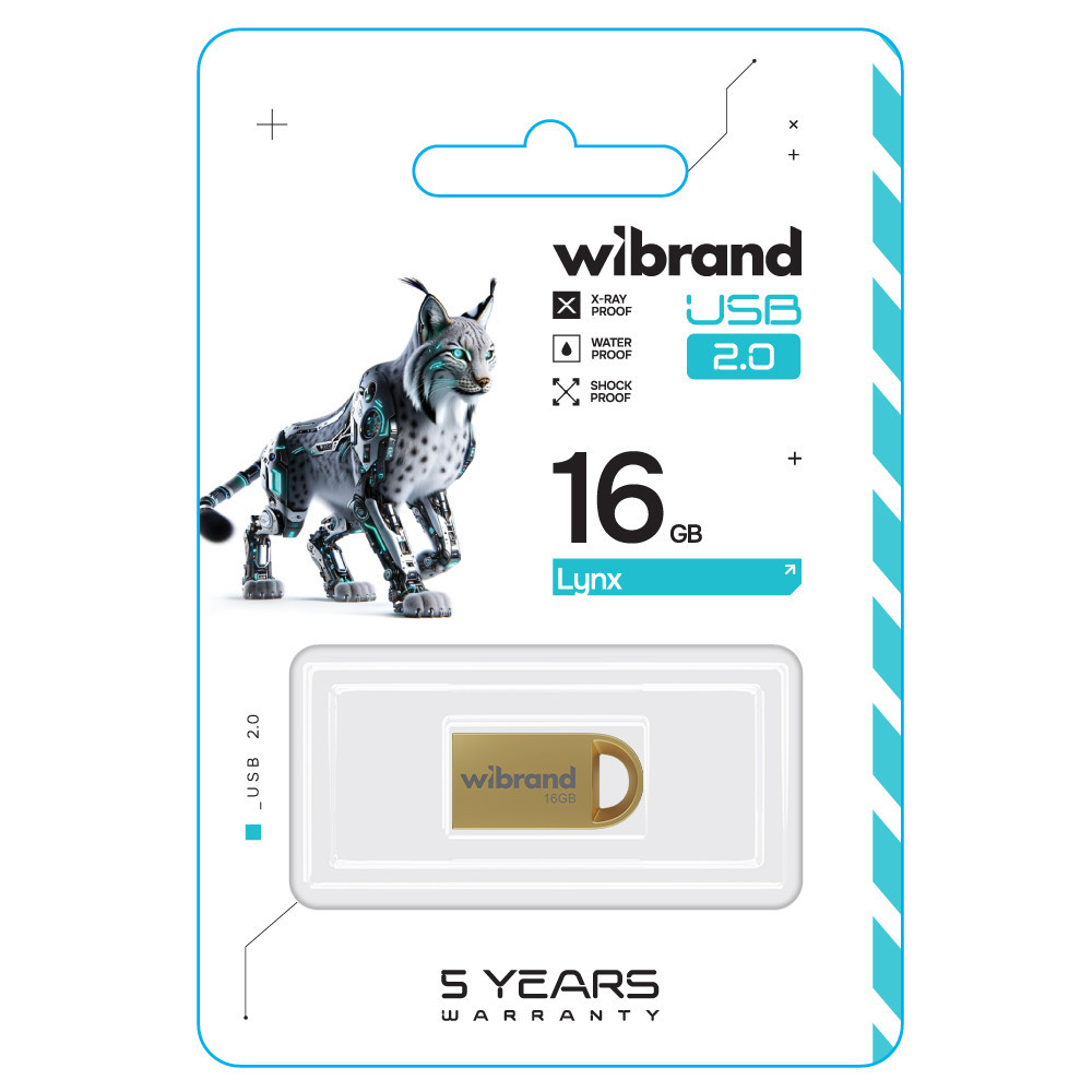 Флешка flash Wibrand USB 2.0 Lynx 16Gb Gold WI2.0 / LY16M2G Одеса - фото 2