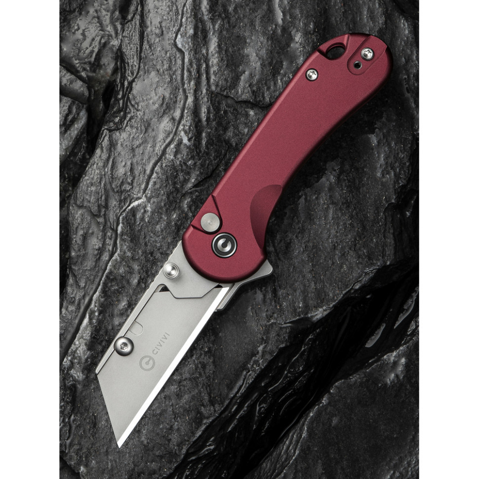Ніж трапеція складаний кишеньковий Civivi Elementum Utility, (5.8 см) 6Cr13 / Aluminum червоний Київ - фото 11