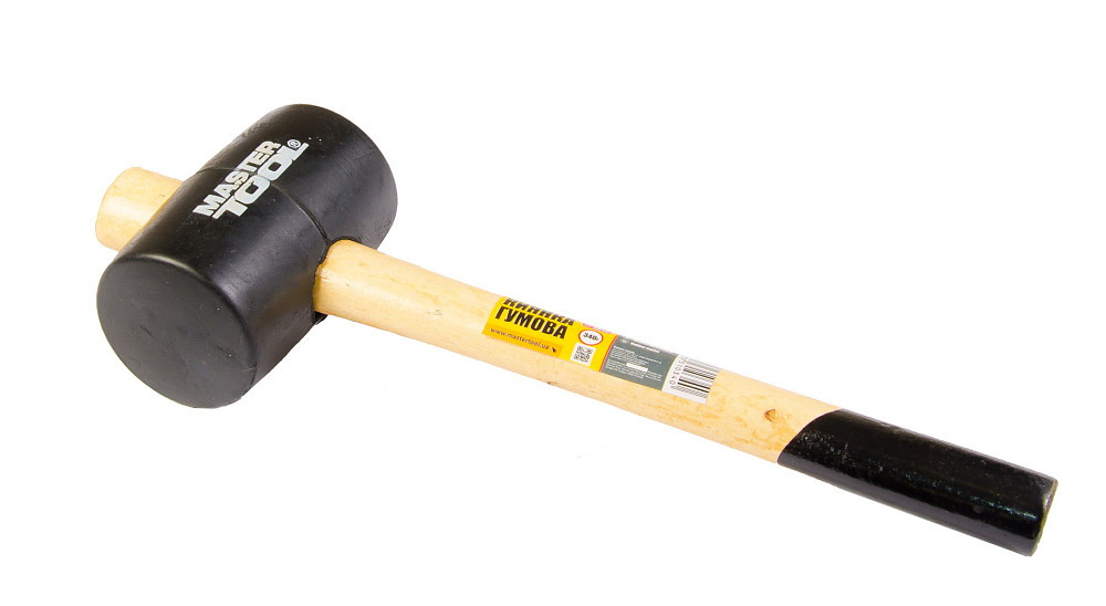 Киянка гумова MASTERTOOL 55 мм 340 г ручка з дерева чорна 02-0301 Коломия - фото 2