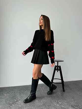 Жіночий стильний оверайз светр акрил/вовна Чорний Одеса