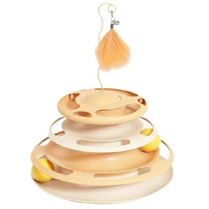 Іграшка трек для котика, кошеня з кульками і трекбол пером. Колір: оранжевий XO-82 Львів - фото 1