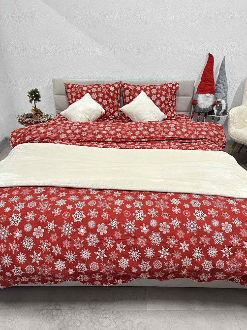 Ecotton Комплект постільної білизни Ecotton Сімейний 150х215 см червоний Сніжинка Коломия - фото 1
