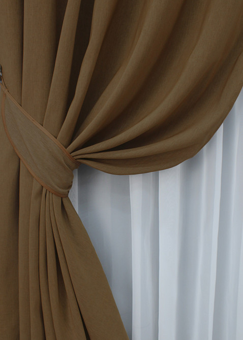 Шторна жакардова тканина, колекція "Ібіца" висота 2,8м колір коричневий 698ш Київ - фото 4