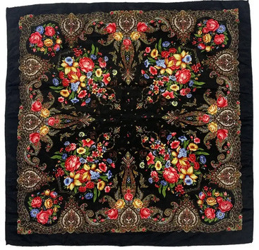 Платок женский черный цветочный принт Киев - изображение 1