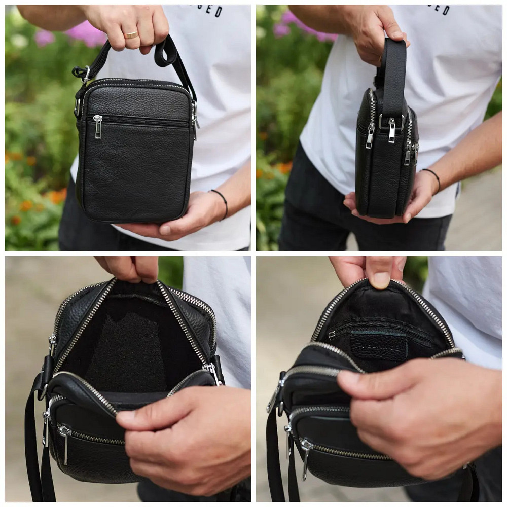 Якісна чоловіча сумка з натуральної шкіри, сумка месенджер, шкіряна барсетка Київ - фото 8