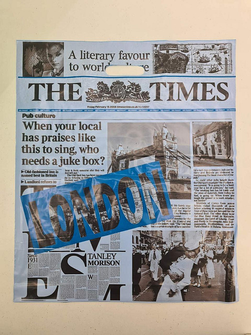 Пакет з прорізною ручкою (45*52+3)" Масазета "LONDON blue" (50 шт) Харків - фото 3