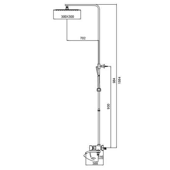 Душова колона KOER KB-56007-04 зі змішувачем, 3 функції    ( KR5159 ) 28273 Харьков