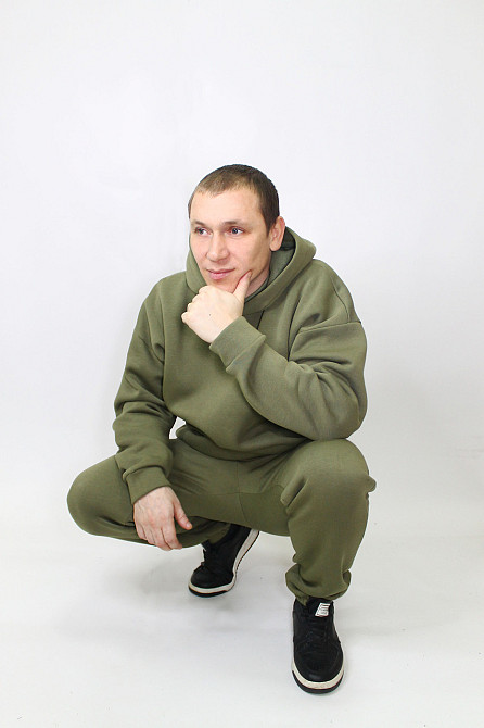 Мужской спортивный теплый костюм на флисе Хаки 46 Харьков - изображение 8