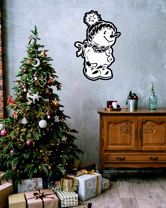 Декоративне настінне Панно «Сніговик», Декор на стену 90*59 см Київ - фото 1