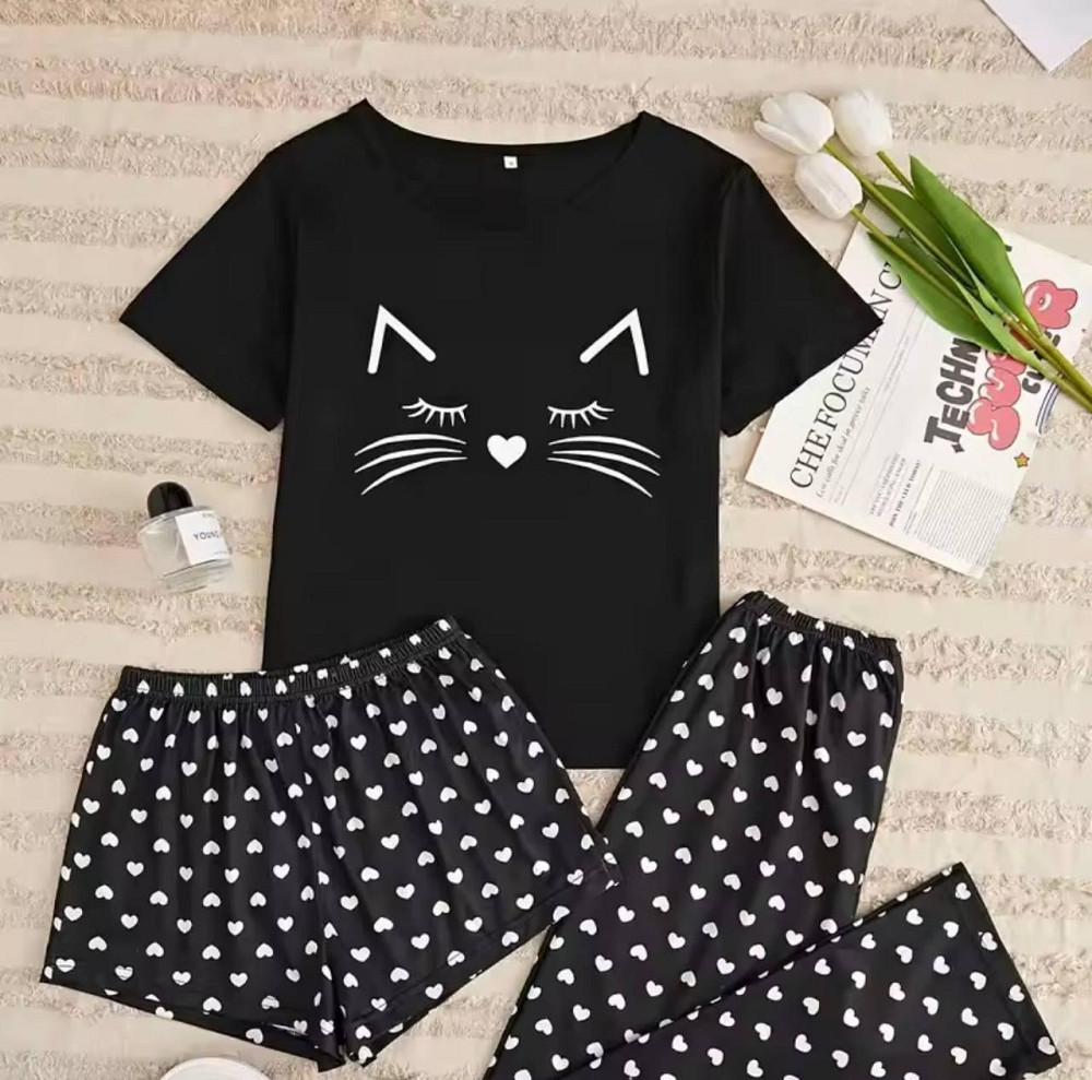 Жіночий домашній комплект-трійка: футболка шорти та штани з принтом 48/50 Одеса - фото 9