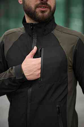 Чоловічий костюм Intruder Softshell куртка спортивна і штани карго весна осінь хакі+чорний Одеса