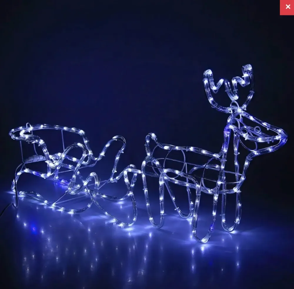 Hot Huez Теплый белый Уличный новогодний олень из дюралайта маленький с санями от сети Київ - фото 7