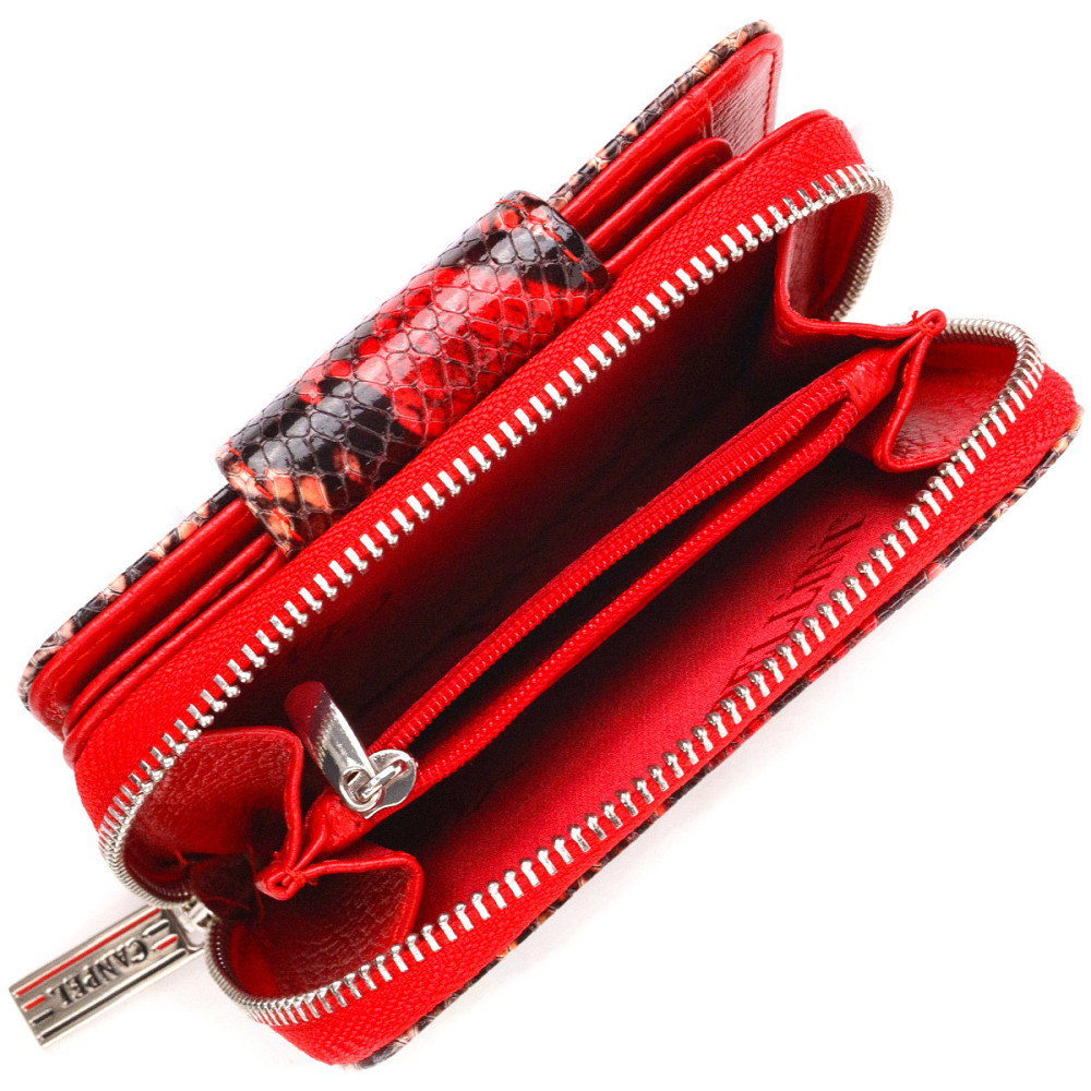 Стильное портмоне для женщин с монетницей на молнии из натуральной фактурной кожи Разноцветное (CANPELLINI) Киев - изображение 2