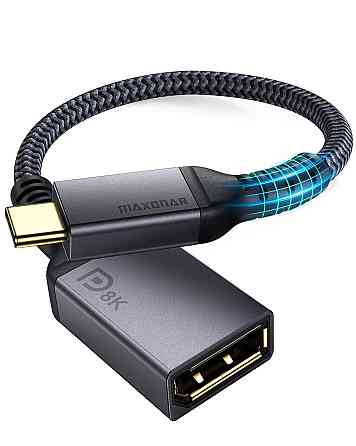 Адаптер Maxonar USB C на DisplayPort 8K@60Hz DP1.4 4K@60Hz/144Hz/120Hz 5K@60Hz 2K@240Hz Адаптер Thunderbolt 3 на DisplayPort HBR3 Київ